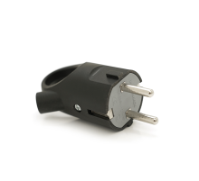 Вилка із заземленням кутова з кільцем, 16A 250V, A112B, Black, Q35