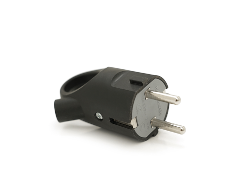 Вилка із заземленням кутова з кільцем, 16A 250V, A112B, Black, Q35