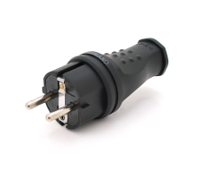 Вилка Євро із заземленням пряма, розбірна, каучук, IP44, 16А 220V, колір чорний, Q30
