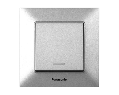 Вимикач Panasonic Arkedia Slim одноклавішний з підсвіткою, срібний Вимикач Panasonic Arkedia Slim одноклавішний з підсвіткою, срібний