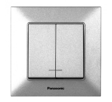 Вимикач Panasonic Arkedia Slim двоклавішний, срібний