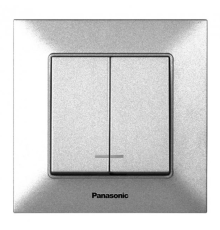 Вимикач Panasonic Arkedia Slim двоклавішний, срібний