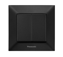Вимикач Panasonic Arkedia Slim двоклавішний, швидкий монтаж, чорний