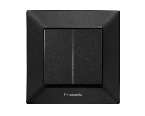 Вимикач Panasonic Arkedia Slim двоклавішний, швидкий монтаж, чорний