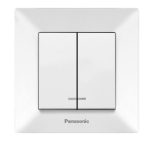 Вимикач Panasonic Arkedia Slim двоклавішний з підсвіткою, білий