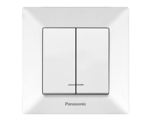 Вимикач Panasonic Arkedia Slim двоклавішний з підсвіткою, білий Вимикач Panasonic Arkedia Slim двоклавішний з підсвіткою, білий