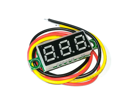 Цифровий вольтметр, діапазон вимірювань 0 -100V, 0.28", три дроти, Yellow