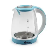 Електрочайник Domotec MS 8111 синій/білі скла 1,8 л ha Скляний електричний чайник