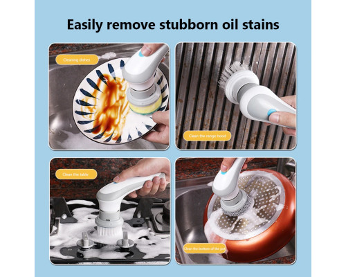 Щітка для миття посуду з насадами акумуляторна Electric Cleaning brush