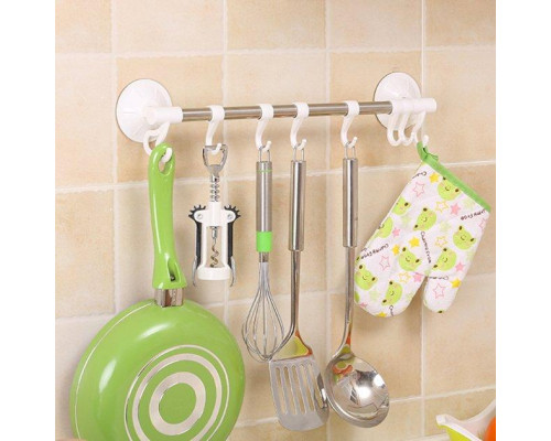 Тримач для рушників із гачками Hanging Rod Hook Towel Тримач для рушників із гачками Hanging Rod Hook Towel