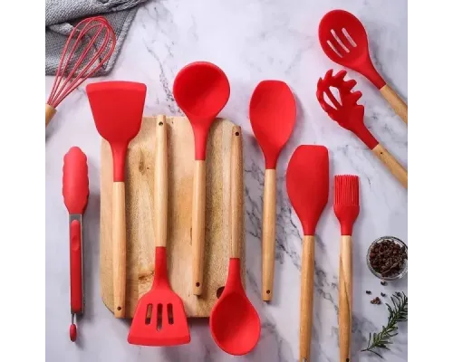 Набор кухонных принадлежностей 12 предметов Kitchen Set, Кухонный набор в стакане RD-1204 Красный Набор кухонных принадлежностей 12 предметов Kitchen Set, Кухонный набор в стакане RD-1204 Красный