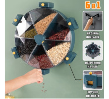 Карусель для зерен настінна з обертанням 360° Kitchen Storage Box 6-in-1 кухонний набір для круп із кріпленням