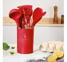 Набор кухонных принадлежностей 12 предметов Kitchen Set, Кухонный набор в стакане RD-1204 Красный