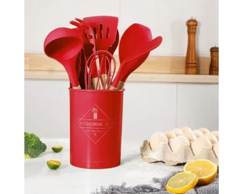 Набор кухонных принадлежностей 12 предметов Kitchen Set, Кухонный набор в стакане RD-1204 Красный Набор кухонных принадлежностей 12 предметов Kitchen Set, Кухонный набор в стакане RD-1204 Красный