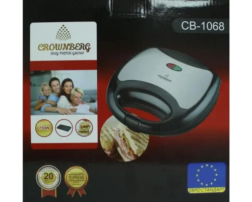 Сэндвичница гриль бутербродница Crownberg CB-1068 750W