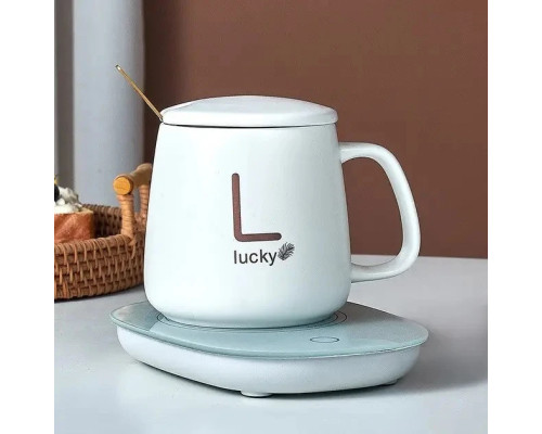 Чашка с подогревом на подставке чашка керамическая с ложкой 400мл Lucky White Чашка с подогревом на подставке чашка керамическая с ложкой 400мл Lucky White