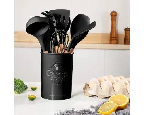 Набор принадлежностей для кухни 12 предметов Kitchen Set, RD-1204 Кухонный набор в стакане Черный Набор принадлежностей для кухни 12 предметов Kitchen Set, RD-1204 Кухонный набор в стакане Черный