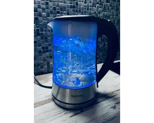 Стеклянный электрический чайник на 2 литра Rainberg RB704 с LED подсветкой 2200W Black