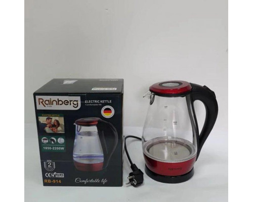 Электрический чайник Rainberg RB-914 стеклянный 2 л 1850 Вт Электрический чайник Rainberg RB-914 стеклянный 2 л 1850 Вт