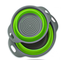 Друшляк силіконовий складаний 2 шт. у комплекті (великий + маленький) Collapsible filter baskets, зелений