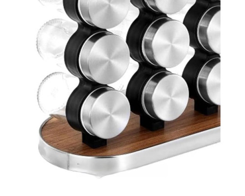 Набор для специй 16 емкостей Stainless steel and wood / Карусель для специй / Органайзер для хранения специй Набор для специй 16 емкостей Stainless steel and wood / Карусель для специй / Органайзер для хранения специй