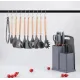 Набор кухонных принадлежностей Серый на подставке TS Kitchen 19 штук из силикона с бамбуковой ручкой