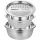 Многофункциональный кухонный набор из нержавеющей стали 3 в 1 Metal Basket Cutter Миска дуршлаг и терка