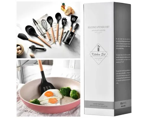 Набор принадлежностей для кухни 12 предметов Kitchen Set, RD-1204 Кухонный набор в стакане Черный Набор принадлежностей для кухни 12 предметов Kitchen Set, RD-1204 Кухонный набор в стакане Черный