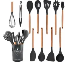 Набір приладдя для кухні 12 предметів Kitchen Set, RD-1204 Кухонний набір у склянці Чорний