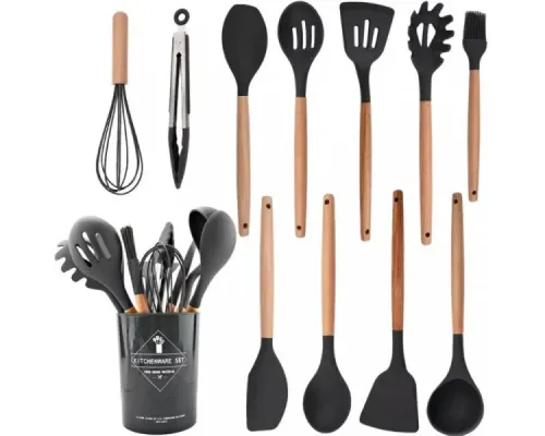 Набор принадлежностей для кухни 12 предметов Kitchen Set, RD-1204 Кухонный набор в стакане Черный Набор принадлежностей для кухни 12 предметов Kitchen Set, RD-1204 Кухонный набор в стакане Черный