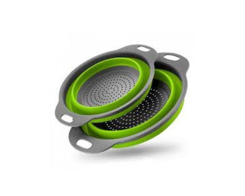 Дуршлаг силиконовый складной 2 шт в комплекте (большой + маленький) Collapsible filter baskets, зеленый Дуршлаг силиконовый складной 2 шт в комплекте (большой + маленький) Collapsible filter baskets, зеленый
