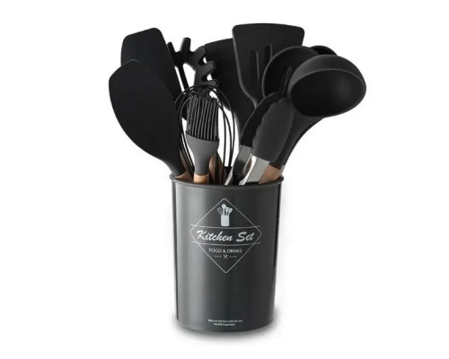 Силиконовый кухонный набор принадлежностей Kitchen stuff 12 предметов BLACK