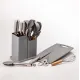 Набор кухонных принадлежностей Серый на подставке TS Kitchen 19 штук из силикона с бамбуковой ручкой