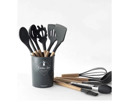 Силиконовый кухонный набор принадлежностей Kitchen stuff 12 предметов BLACK