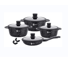 Набор кастрюль с антипригарным гранитным покрытием Higher Kitchen и крышками (10 предметов) НК 324 Черный