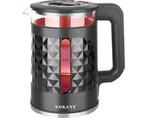 Электрический чайник Sokany SK-1028 с подсветкой, белый и чорный Электрический чайник Sokany SK-1028 с подсветкой, белый и чорный
