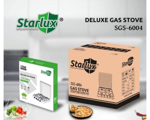Плита настільна газова неіржавка сталь на 4 конфорки STARLUX SGS-6004 Плита настільна газова неіржавка сталь на 4 конфорки STARLUX SGS-6004