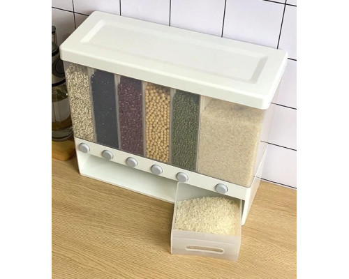 ОРГАЙЗЕР для сипких продуктів Assorted Grain Rice Bucket Диспенсер, з кнопкою дозатором для круп 6 секцій ОРГАЙЗЕР для сипких продуктів Assorted Grain Rice Bucket Диспенсер, з кнопкою дозатором для круп 6 секцій