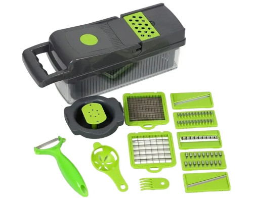 Многофункциональная овощерезка с сменными насадками 14в1 Vegetable Salad Cutter Терка для овощей с контейнером Многофункциональная овощерезка с сменными насадками 14в1 Vegetable Salad Cutter Терка для овощей с контейнером