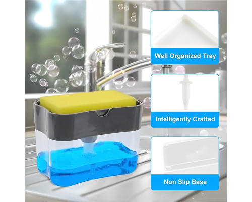 Органайзер для мочалок с мыльницей и дозатором Soap Pump Sponge Caddy SPSC30 PP