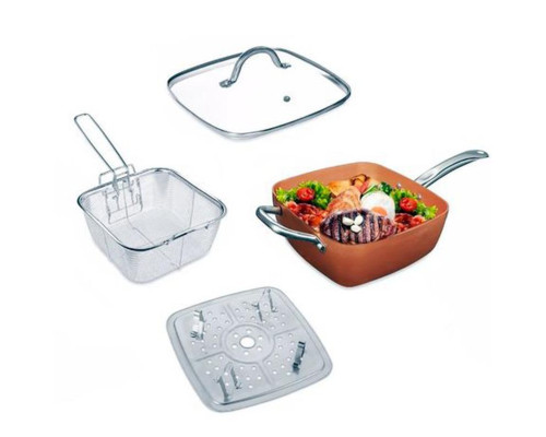 Сковорідка-фритюрниця квадратна з кришкою TOP KITCHEN BN-8001 Сковорідка-фритюрниця квадратна з кришкою TOP KITCHEN BN-8001