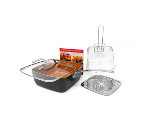 Сковорідка-фритюрниця квадратна з кришкою TOP KITCHEN BN-8001 Сковорідка-фритюрниця квадратна з кришкою TOP KITCHEN BN-8001