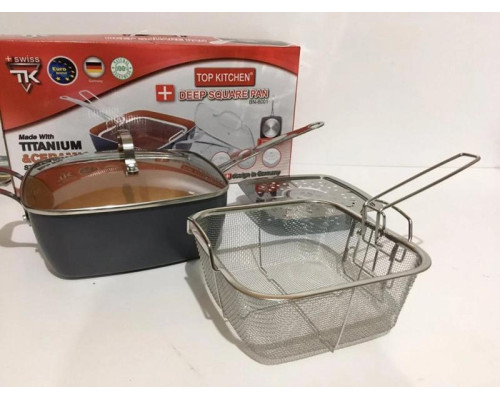 Сковорідка-фритюрниця квадратна з кришкою TOP KITCHEN BN-8001 Сковорідка-фритюрниця квадратна з кришкою TOP KITCHEN BN-8001