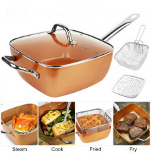 Сковорідка-фритюрниця квадратна з кришкою TOP KITCHEN BN-8001
