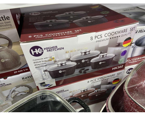 Набор кастрюль Higher Kitchen HK-302 ЧЕРНЫЕ с гранитным антипригарным покрытием
