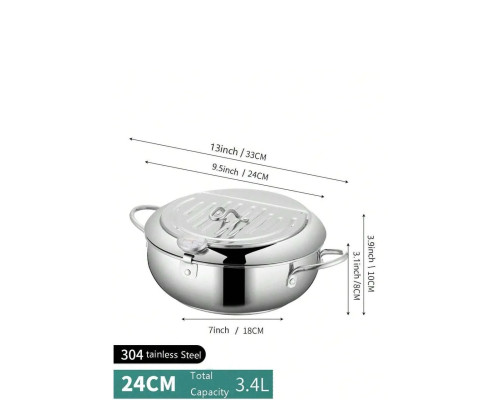 Фритюрница Fryer Pot 2,2л маленькая фритюрница из нержавеющей стали, жаровня с термометром Фритюрница Fryer Pot 2,2л маленькая фритюрница из нержавеющей стали, жаровня с термометром