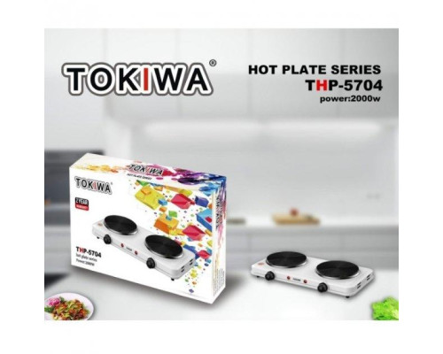 Электроплита Tokiwa THP 5704 дисковая двойная, настольная электрическая плита на две конфорки (2000 Вт)