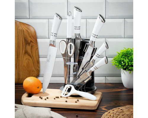 Набор ножей нержавеющая сталь на подставке 9 предметов kitchen knife set wl-707-1 Набор ножей нержавеющая сталь на подставке 9 предметов kitchen knife set wl-707-1
