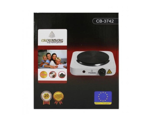 Электроплита портативная одноконфорочная Crownberg СВ-3742 1000W дисковая белый Электроплита портативная одноконфорочная Crownberg СВ-3742 1000W дисковая белый