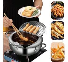 Фритюрниця Fryer Pot 2,2 л маленька фритюрниця з неіржавкої сталі, жаровня з термометром